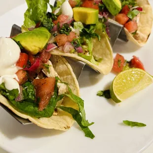 Tacos!
3 soft tortillas served with lettuce, pico de gallo &amp; avocado.