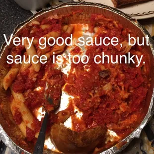 Very good sauce, but it was disgustingly chunky.