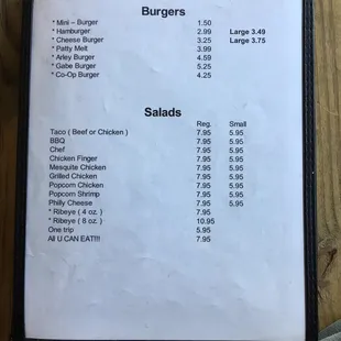 a menu for a coffee shop
