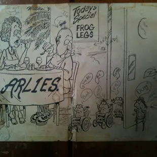 a drawing of a group of people sitting at a table