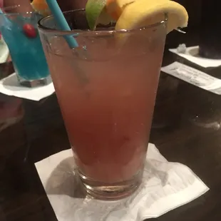 My sangria and my friend's blue Hawaiian in the back ground.