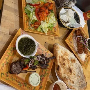 a variety of food items on a table