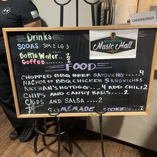 a menu on a blackboard