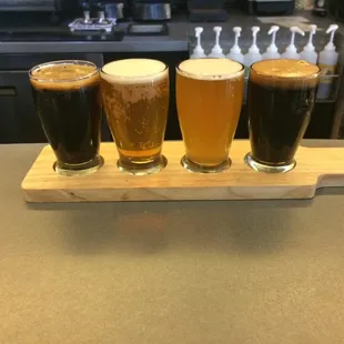 4 dollar flights at happy hour ...  all of these beers are strong 8-10% brews.