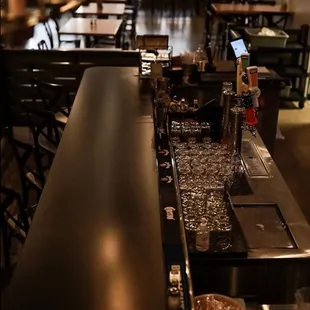 a bar with empty tables