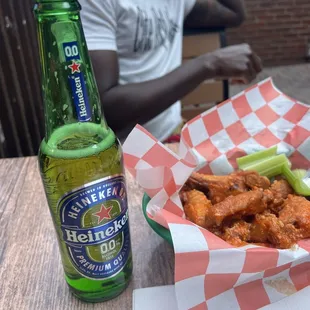 Non-alcoholic beer and delicious wings...only $.75 each!