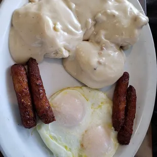 Full order of biscuits and gravy with sausage