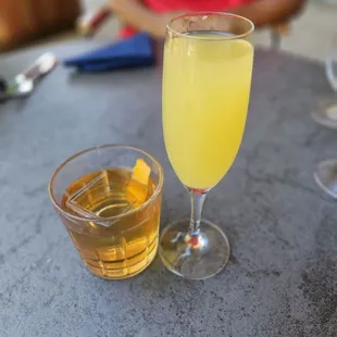 Old fashion and pineapple mimosa