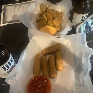 Mozzarella sticks and fried pickles