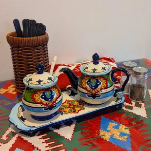 Condiment jars - our server said the chili sauce is made in-house.