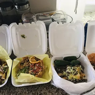 Chicken nachos-chicken tostada-especial taquitos- steak fajitas