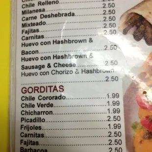 a menu for a mexican restaurant