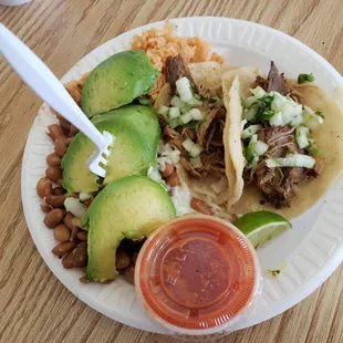 Delicious two taco plate!  What a great spot!