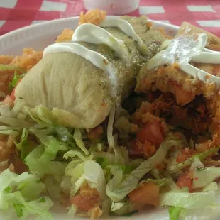 Two tamale special. I think I got a chicken and a pork. They were great with a side of salsa verde!