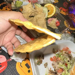 a hand holding a tortilla