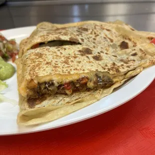 Shredded beef quesadilla