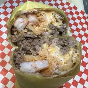 Surf and turf burrito