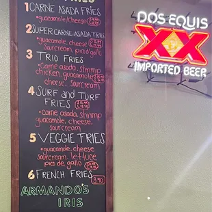 our fríes menu