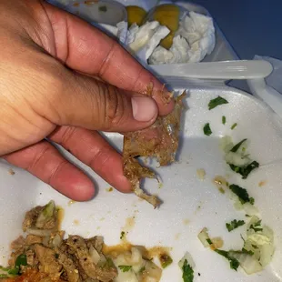 Plastic found in carne asada tacos.