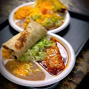 #5 Burrito and enchilada plate, with a #2 poking around in the back