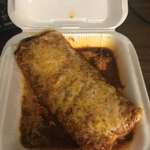 Bean and cheese burrito, enchilada style special. YUM!!!!