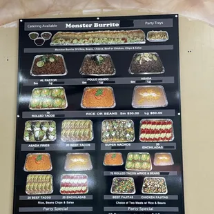 Catering menu