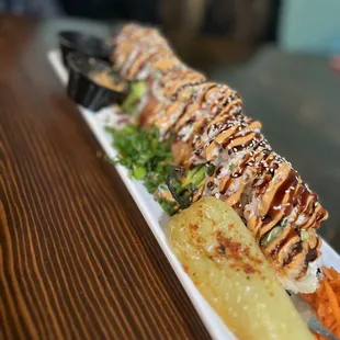 a plate of sushi