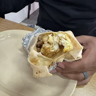 Egg/potato/sausage breakfast burrito