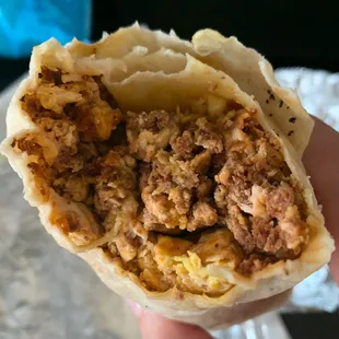 Inside the Breakfast Burrito w/ Chorizo.