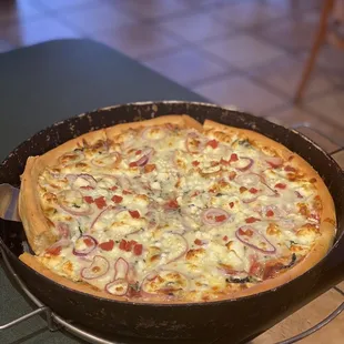 Greek Deep dish (sans olives).