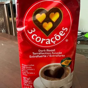 a bag of coffee on a table