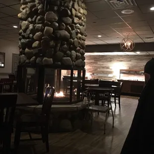 Warm fire on a cold, snowy night.