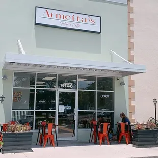 the front of the building