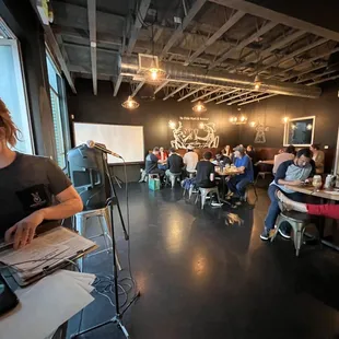 Inside for trivia night