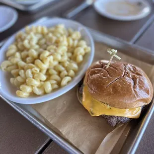 Burger and Mac and cheese. Mac and cheese could use an upgrade.