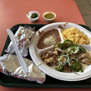 I got the chicken fajitas &amp; beef taco. Both were amazing! I also hit their salsa bar which had a good variety of salsas.