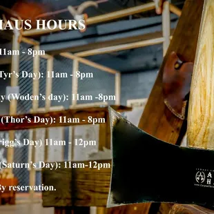 Our reg. hours and the days Vikings gave us!