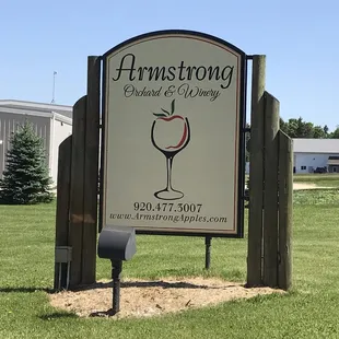 sign for armstrong orchard and winery