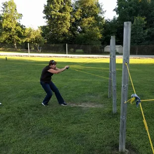 Slingshot apples at the target.