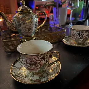 Complimentary tea in a beautiful tea set