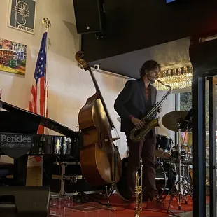 a jazz band playing on stage