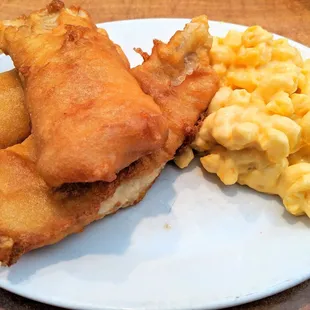 Beer-Battered Fish with Mac and Cheese