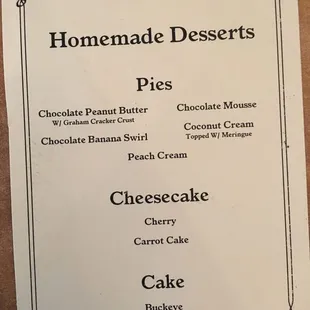 Mm the desert menu still has peanut butter pie
