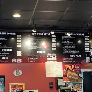 Menu.  Updated prices.