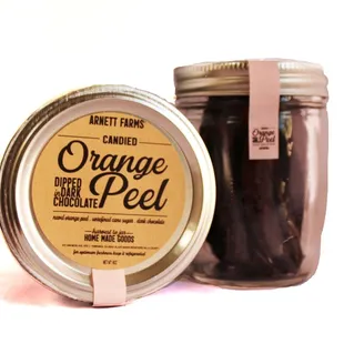 Holiday favorite - candied orange peel dipped in dark chocolate