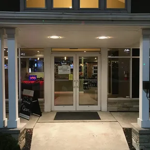 the entrance to the restaurant