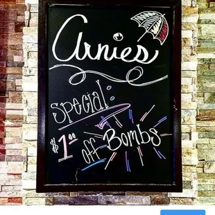 a chalkboard sign
