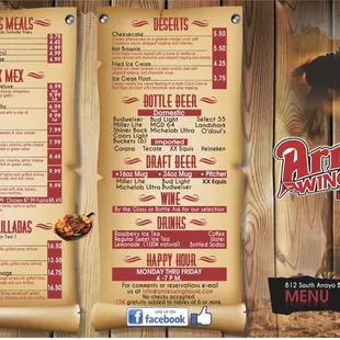 menu and prices