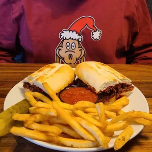 Stromboli was delicious served with fries