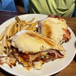 Hot Sicilian and fries